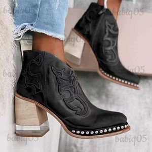 Boots 2021 New Women's Martin Boots مطرزة بلورات شفافة عالية الكعب أحذية 43 كبيرة T230609