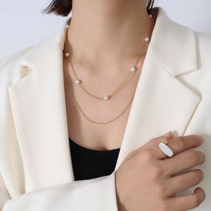 Zincirler Çift Güverte İnci Metal Altın Renk Kolyeleri Kristal Chokers Kadınlar İçin Modaya Moda Yahudi Düğün Hediyeleri