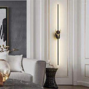 Wall Lamp Luxury Grille Loft Long LED Living Room TV Sofa Background Tall Sconce Bedroom Bedside Indoor For Home Deco