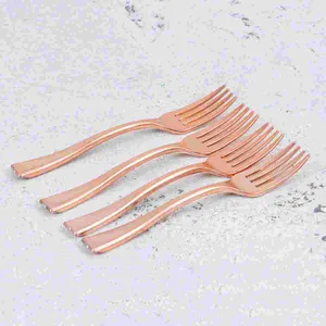 Dinnerware Sets 24 Pcs Disposable Fruit Fork Plastic Picks Utensils Gold Forks Metal Silverware