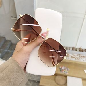 Metal square frame big face slimming sunglasses female hipster male Korean version of street glasses shading round face