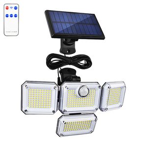 مصباح الجدار في الهواء الطلق مصابيح الطاقة الشمسية ، 333 LED Motion Motion Sensor Light ، 4 رؤوس مع 3 وضع ، IP65 مقاوم للماء ، أمان أمنية لايت جاراج المناظر الطبيعية