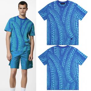 23SS Mens Summer L On All Pumpkin Crewneck Graphic Crewneck Vibrant Blue Yayoi Kusama V Kolekcja Allover Dypkin Jacquard Motif Outdoor Casual Tee T-shirt