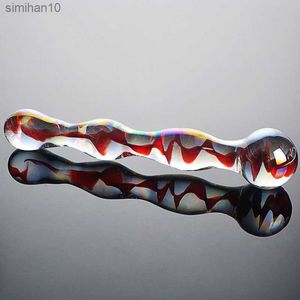 Colorful Crystal Pyrex Glass Dildo Anal Beads Ball Butt Plug Masturbazione Pene artificiale Dildo Giocattoli adulti del sesso per le donne Gay L230518