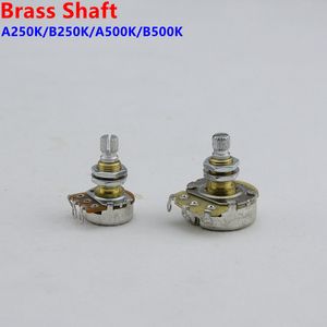 1set gitarrtillbehör Alfa mässingsaxelpotentiometer (POT) för elgitarrbas A250K/B250K/A500K/B500K