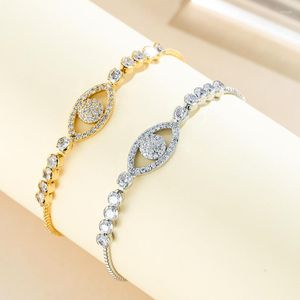 Charm Bracelets Luxury Female White Zircon Bracelet Gold Silver Color Chain For Women Cute Crystal Stone Eyes Wedding