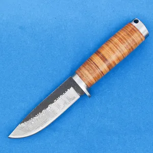 Handgjorda överlevnad Rak kniven Högkolstål Drop Point Satin Blade Fullt Tang Läderhandtag Fixat Blad Knivar Läder Mantel