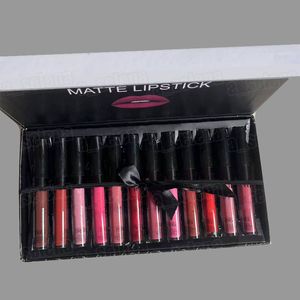 Lippen Make-up Kosmetik 12 Stück Schleife Lipgloss Matt Lipgloss Wasserdichter, langlebiger flüssiger Lippenstift