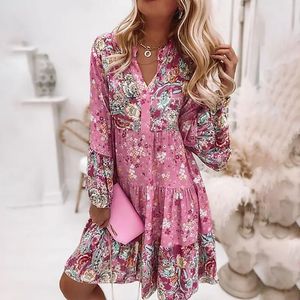 فساتين غير رسمية أساسية صيف كبيرة الحجم A-line Women's Dress الأنيقة مطوية طويلة الأكمام