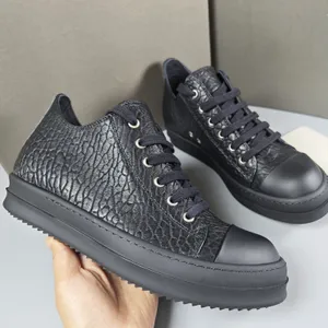 Black cowhide Elephant Patterned Low Top Lace up sumptuous Boots Mainline Couple Thick SoleTPU casual Shoes