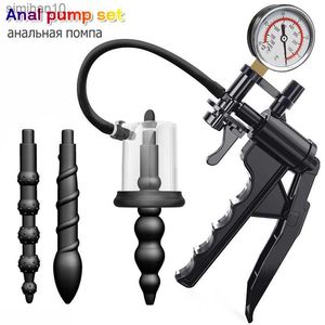 2023 Ny Manual Vacuum Anal Pump Prostate Massage Butt Plug Masturbator Anus Sex Toys For Man Women Spiral Anal Beads Dilator L230518