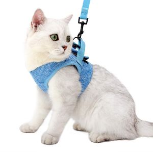 Ultra Light Cat Harness and Leash Escape Proof Kitten Collar Walking Jacket with Running Cushioning