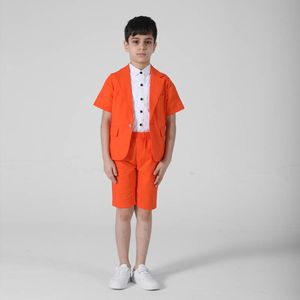 Suits Children Summer Suit 2Pcs Kids Blazer Shorts Outfits 2023 Flower Boy Wedding Birthday Party Performance Costumes 230608