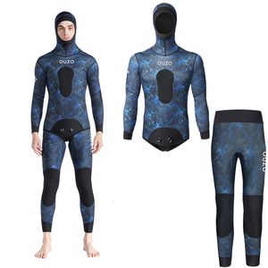 Wetsuits Drysuits 2-pieces set Hoodie Wetsuits Neoprene 3mm 1.5mm Camouflage Fullsuit for Freediving Snorkeling Swimming Spearfishing Wetsuit 230608