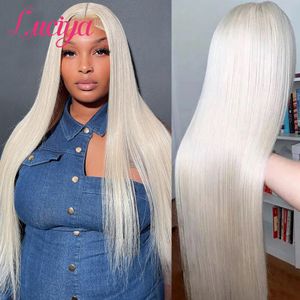 Hair pieces Pure Silvery White Colored Human 13x4 13x6 HD Transparent Lace Front Straight Brazilian 4x4 Closure 230609