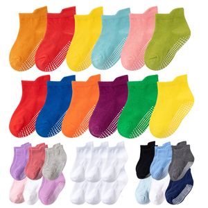 Kids Socks 6 Pairs/lot Cotton Children's Anti-slip Boat Socks 0 to 6 Yrs For Boys Girl Low Cut Floor Kid Sock With Rubber Grips Four Season 230608