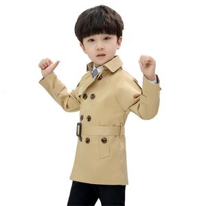 Tench Coats Spring Boys Płaszcz Wysokiej jakości moda podwójnie piersi solidny wiatrówki dla dzieci kurtka dzieci odzież wierzchnia 230608