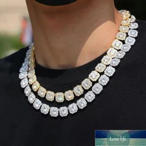 Klassiska kedjor Herrarna Iced Out 12mm Square Diamond Necklace Hip Hop Women Trendy Miami Cuban Curb Link Chain Armband Hipster Punk Jewelry