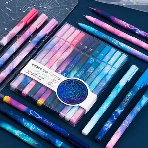 Bollpoint pennor 12st Gel Pen Set 05mm Starry Black Ink For Girl Present Stationery Office School Writing Supplies Kawaii 230608