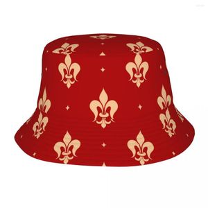 Boinas Damasco Red Bucket Hat Chapéus de Verão Pescador Dobráveis Mulheres Masculinas Protetor Solar Toucas