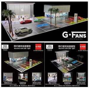 Diecast Model G FANS 1 64 Led Light Diorama Apple store Porsche Center Building w Parking 230608