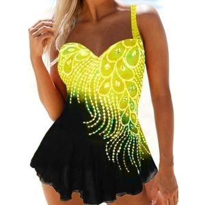 Damen-Bademode Damen-Tankini-Badebekleidung mit Federdruck und kurzem Badeanzug, zweiteiliger Badeanzug, Badeanzug mit hoher Taille, Bikini-Set in Übergröße, niedrige Taille, 230608