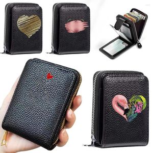 Plånböcker för kvinnor lyxdesigner plånbok mode purses solida söta lilla pu clutch purse kärleksserie myntficka