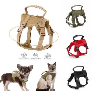 Dog Collars Leashes Tactical Harness Vest Leash Set for Small Dogs Training Easy Control Pet Chest Strap Accessories Puppy Cat Z0609