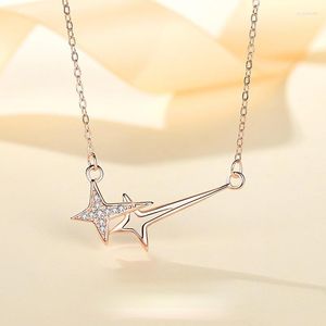 Pendant Necklaces Fashion Rose Gold Plating Meteor With Cubic Zircon Necklace For Womens Girls Lucky Gift Jewelry