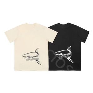 Summer New Cotton T-Shirt Broken Tail Shark Letter Print Requintado Manga Curta Masculino e Feminino Alta Qualidade Solto Decote Redondo Luz Luxo Moda Casual T-Shirt S-XL
