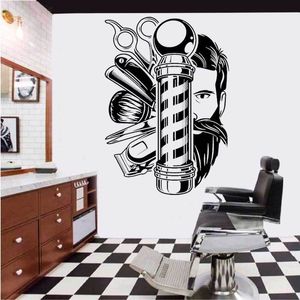 Switch Stickers Vintage Barber Wall Sticker Haircut Scissors Comb Shop Hair Salon Door and Window Art Decoration Vinyl Decal LF26 230608