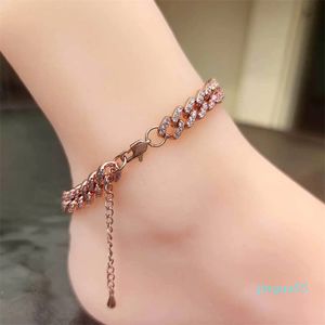 Anklets Fashion Zircon Diamond Necklace Brass Plated Cuban Chain Necklace Women's Sparkling Jewelry