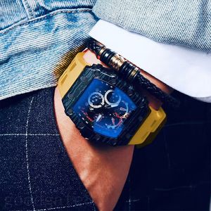 Moda luksusowe zegarek Square Mens Watches High End Silikon Kwarc Montre de Luxe Delikatne ruchy szkielety dla kobiet Business XB11 C23