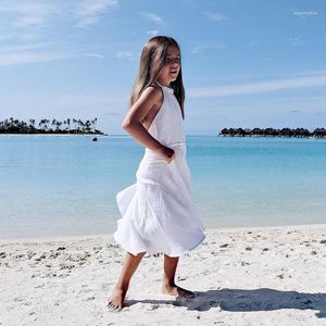 Sukienki dla dziewczynek bez rękawów sukienka bez pleców 2023 Summer Casual Cotton and Sundress na nastolatkę na plażę TZ043