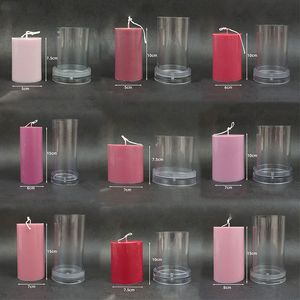 Handmade 3D Flat Top Cylindrical Candle Mold Kit - Easy Demoulding Plastic Acrylic pink mold on food for Home Decoration and Gift Giving