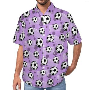 Mäns avslappnade skjortor fotboll mål lila strandskjorta hawaiian y2k blusar manlig grafisk stor storlek
