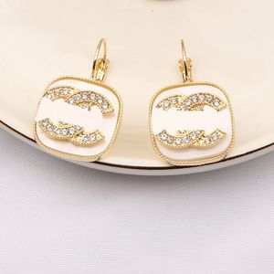 Guldpläterad designermärke örhängen dubbel bokstav för kvinnor mode kvadratform elegant örhänge bröllopsfest högkvalitativ juvel