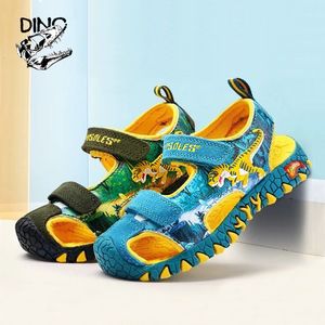 Sandals DINO Children TREX 37Y Kids Summer Beach Shoes Leather Closed Toe Dinosaur Boys Girls Outdoor Casual 230608