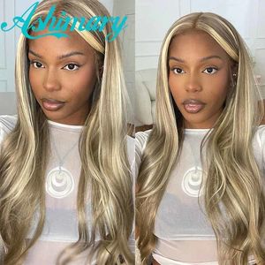 Hair pieces Ashimary Balayage Blonde Colored Human Lace Frontal Highlight 13x6 Front 230609