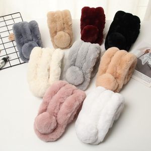 Scarves Fashion Fur Scarf Woman Children Neckerchief Hree Tube Cross Hair Ball Solid Color Ring Winter Accesories