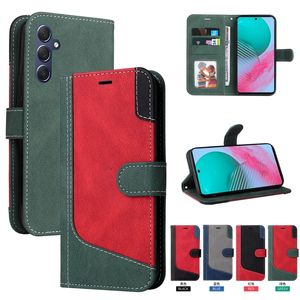 Hybridfärgläderplånbok Fodral för Samsung M54 5G A04E A24 A54 A34 S23 Ultra Plus A23E A14 Abstract Contrast Hit Holder Card Slot Business Flip Phone Pouch Pouch Pouch