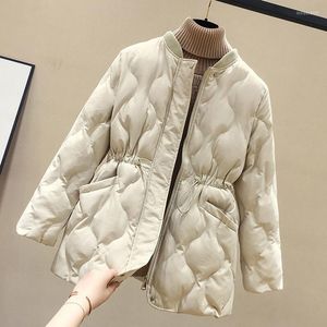 Women's Trench Coats LOEHSAO Brand 2023 Fashion Short Women's Coat Black Down Cotton Stand Collar Long Sleeve Women Winter Jacket Slim