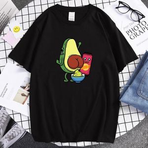 メンズTシャツ製造アボカドジャムプリントシャツコットンヴィンテージメンズTシャツユニークなゆるい服クールなソフトティーメンズ