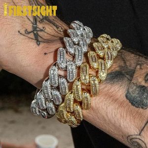 Pendant Necklaces Iced Out Bling 18mm Rectangle CZ Heavy Box Clasp Cuban Link Chain Bracelet Silver Color 5A Zircon Big Hip Hop Men Women Jewelry 230609