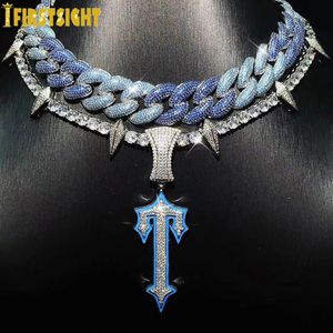 Pendant Necklaces Iced Out Bling Cross Sword Necklace Silver Color CZ Cubic Zirconia Luminou Letters Charm Men Women Hip Hop Jewelry 230608