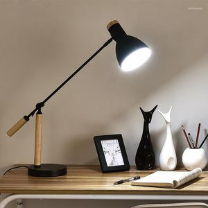 Table Lamps Creative Nordic Wooden Art Iron LED Folding Simple Desk Lamp Eye Protection Reading Living Room Bedroom Home Decor