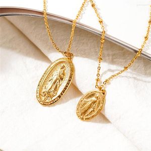 Collane con ciondolo Collana Vergine Maria per donna Oro argento Colore Gioielli Madonna all'ingrosso Colar Catena alla moda Regalo per la festa della mamma