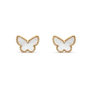 Hot Sale kvinnors designerörhängen klöver örhängen fjärilssamling 18k guldpläterade agatörhängen Moder Valentins dag bröllop smycken gåva