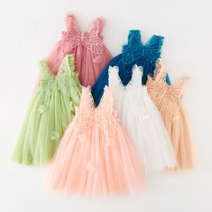 Vestidos para meninas Vestido de alça de aniversário para roupas de bebê menina verão 3D asas de anjo princesa malha tutu traje de festa infantil 230608