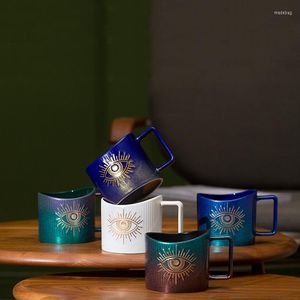 Mugs Gradient färgad sträng spray mugg kontor dricka glas stor kapacitet kaffekopp fin gåvor